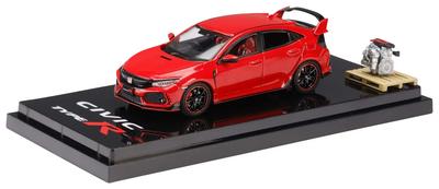 HobbyJAPAN Honda Civic TYPE R 2017 mit Motor Display Modellrahmen rot 1/64 (FK8)