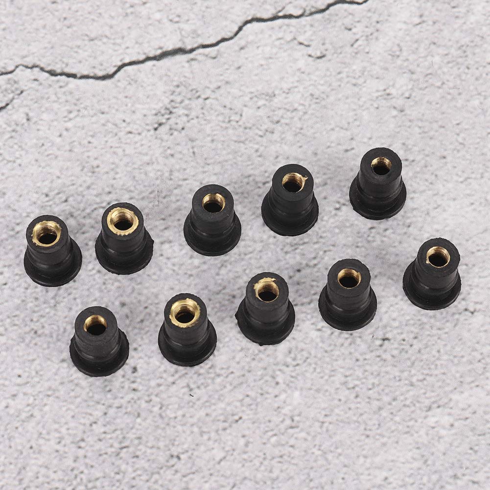 KIMISS 10Pcs Motorcycle Windshield Bolts Screws Kit 5mm/0.2in Rubber M5 Well Nuts Fairing Fasteners Powersports Parts for Motorcycle and ATV