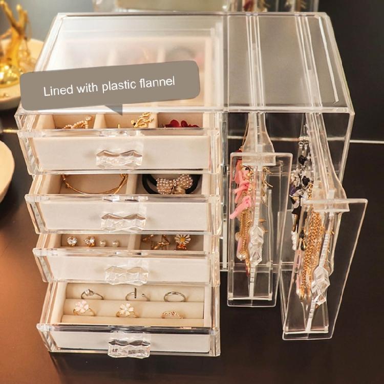 Elegant Jewelry Holder With 5 Drawers Clear Plastic Case For Women's Earrings Rings and Necklaces Storage Solution