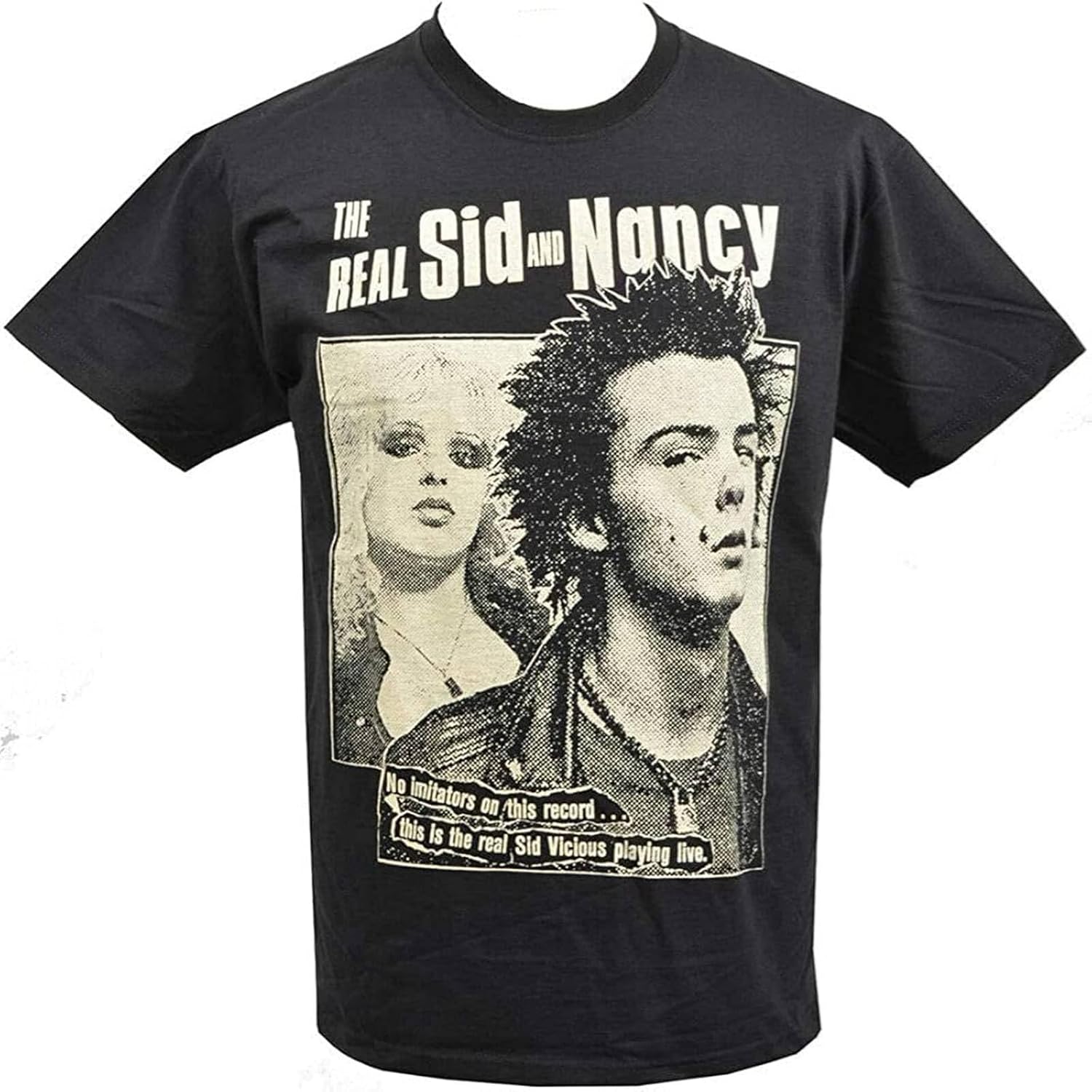 Mens Black T-Shirt The Real Sid and Nancy English Punk Rock Black M