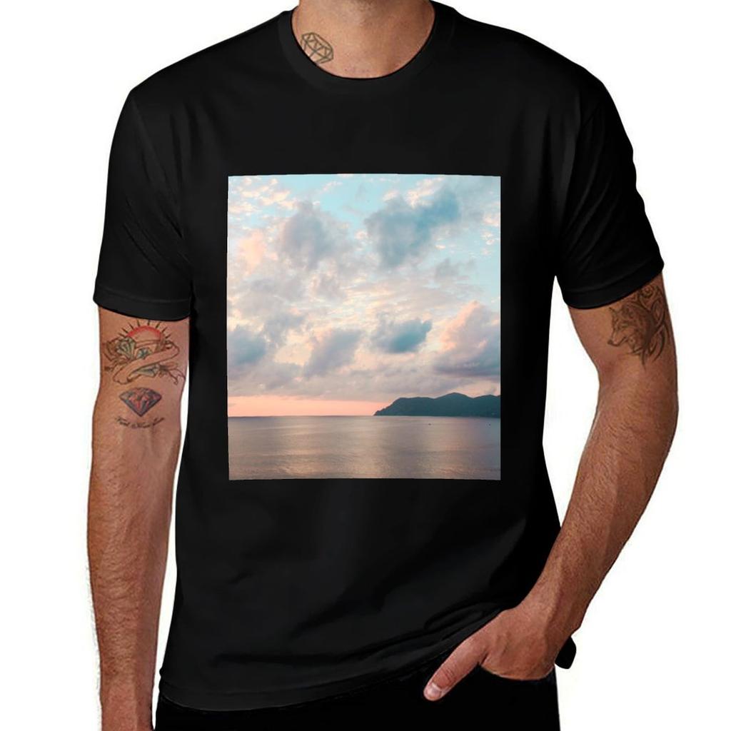 Sunset On The Ocean Tshirt Large Size Casual Tee Shirt Tshirt