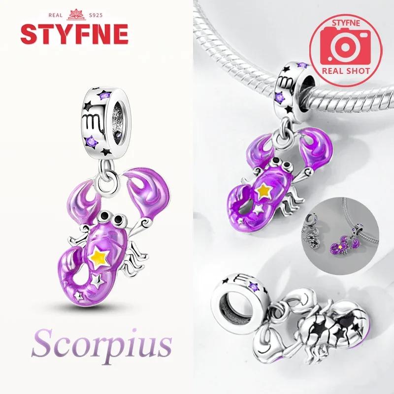 Original Copper Cute Aries Cartoon Constellation Red Cancer Luminous Pisces Charm Beads Fit Bracelet Girl Diy Gift Accessory