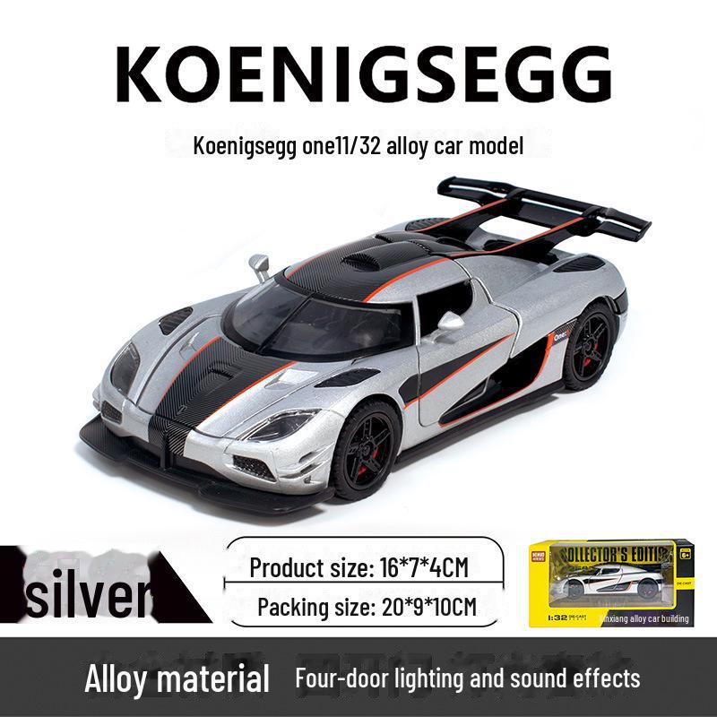 

Синао 1:32 Модель спортивного автомобиля Koenigsegg - распашная дверь, звук и свет, инерционный механизм, игрушка из сплава box серебряный