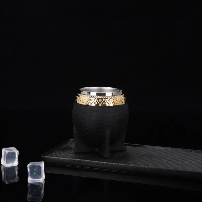 Tazza Mate a Doppio Strato in Acciaio Inossidabile con Cannuccia Cucchiaino Texture Guscio d'Uovo Tazze con Fondo Piatto Tazze Creative da Cucina Bicchieri da Bevande