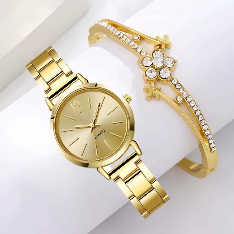 Mom's Birthday Gift Box Trendy Fashion Girls Watch Bracelet Set Ins Waterproof Non-Fading Jewelry