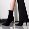 Fashion 2025 New Design Women Chunky Heel Suede Boots Pointed Toe Slim Ankle Boots Nude Color Autumn Winter Shoes