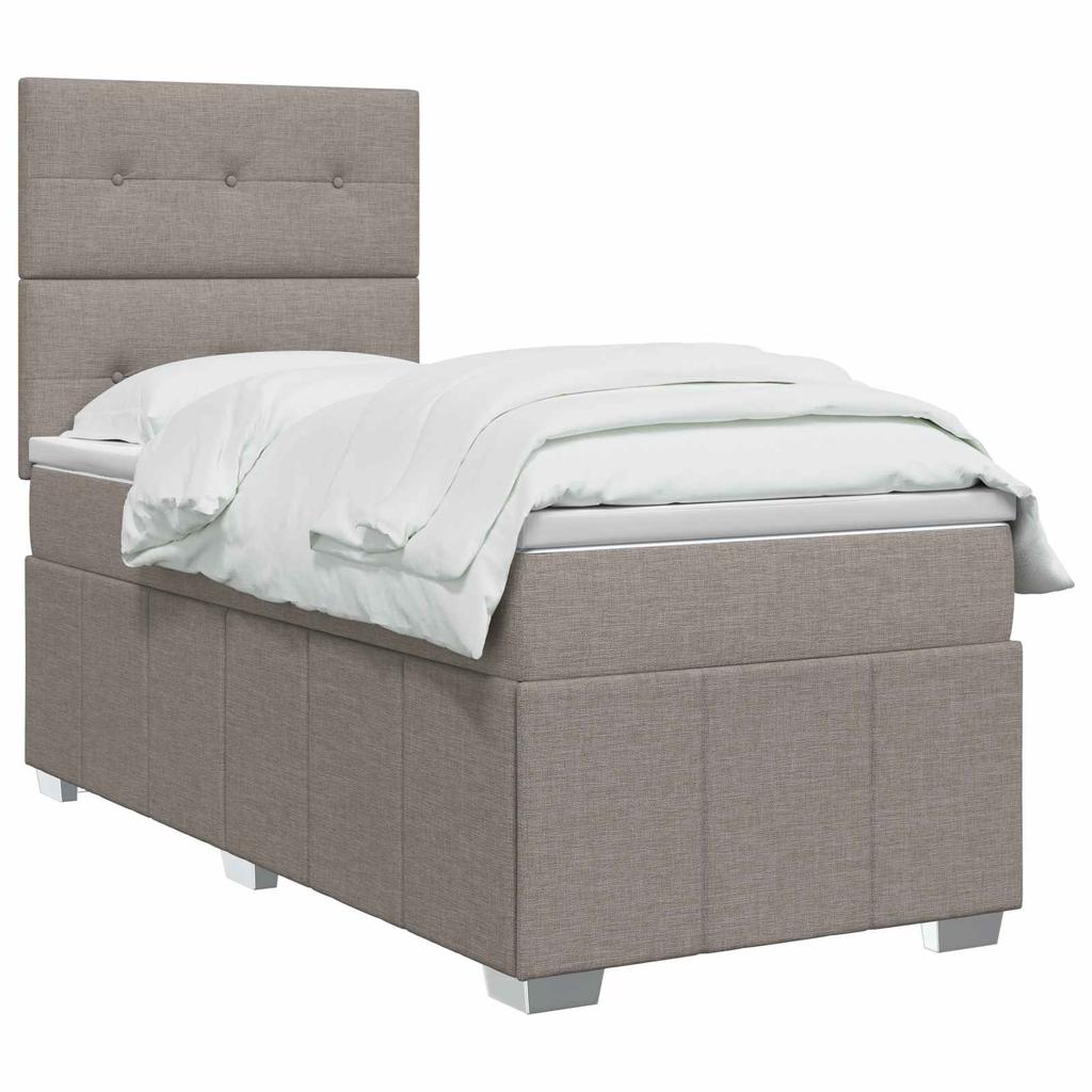 Box Spring Bed with Mattress Taupe 100 x 200 cm Fabric