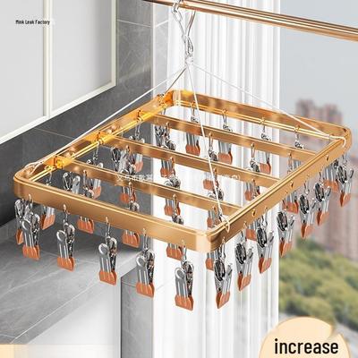 Trockengestell aus Aluminiumlegierung mit Klammern für Socken, Balkon, Babykleidung und Unterwäsche.