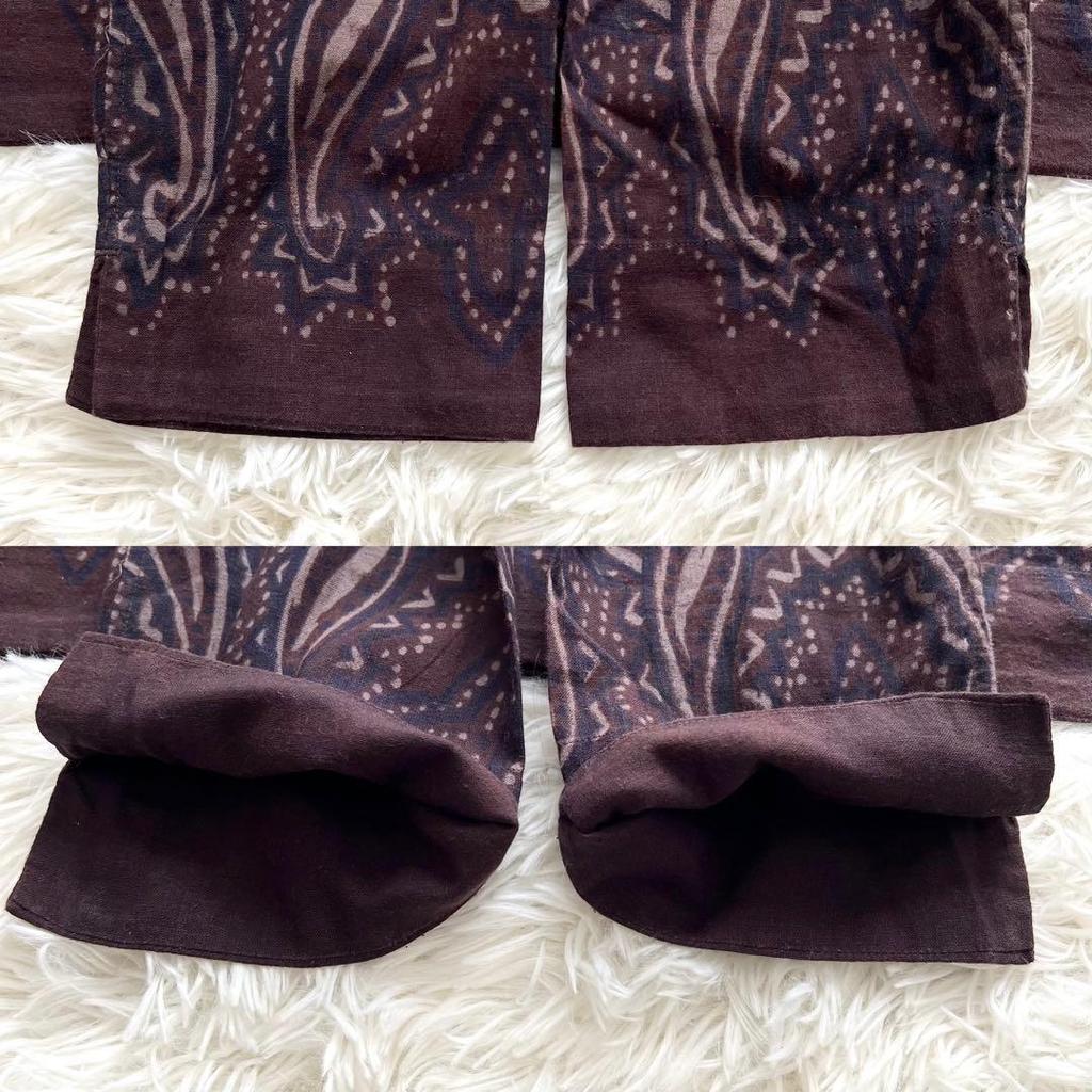 Used 45rpm paisley pattern shirt brown