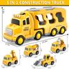 5-in-1 Fire Trucks Toddler Fire Engine Toys For Boys Girls Carrier Truck Transport Cars Christmas Birthday Best Present