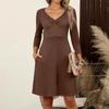 Women's  Casual Loose Comfortable Solid V-Neck 3/4 Sleeve Dress