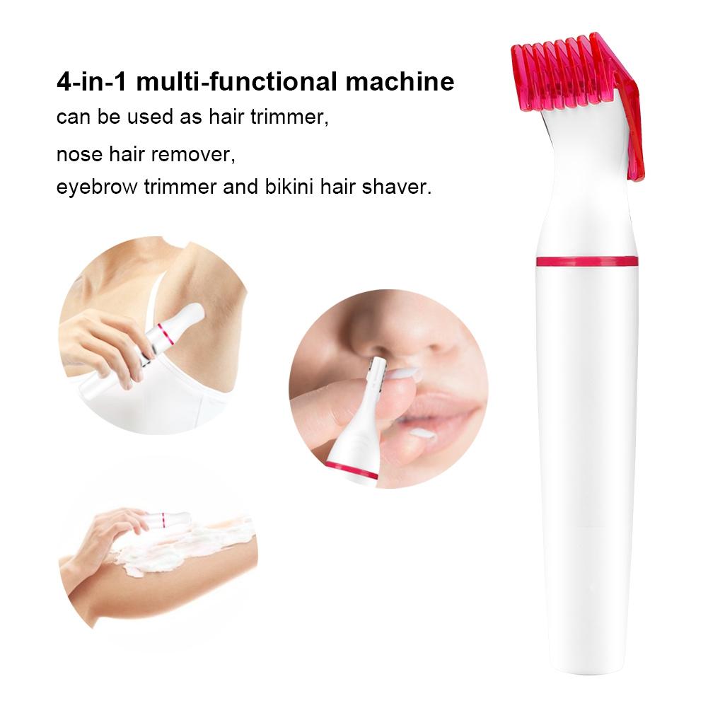 4-in-1 Electric Women Hair Shaver Eyebrow Nose Bikini Hair Trimmer Battery Not Included