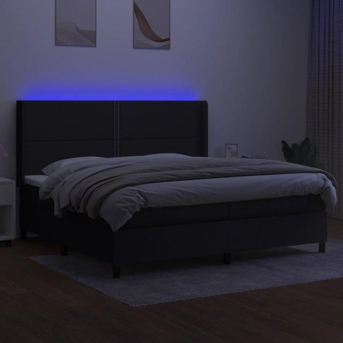VidaXL Sommier à Lattes de Lit avec Matelas LED, Lit Rembourré avec Tête de Lit, Lit Double, Lit Adulte de Chambre, Moderne, 3138263