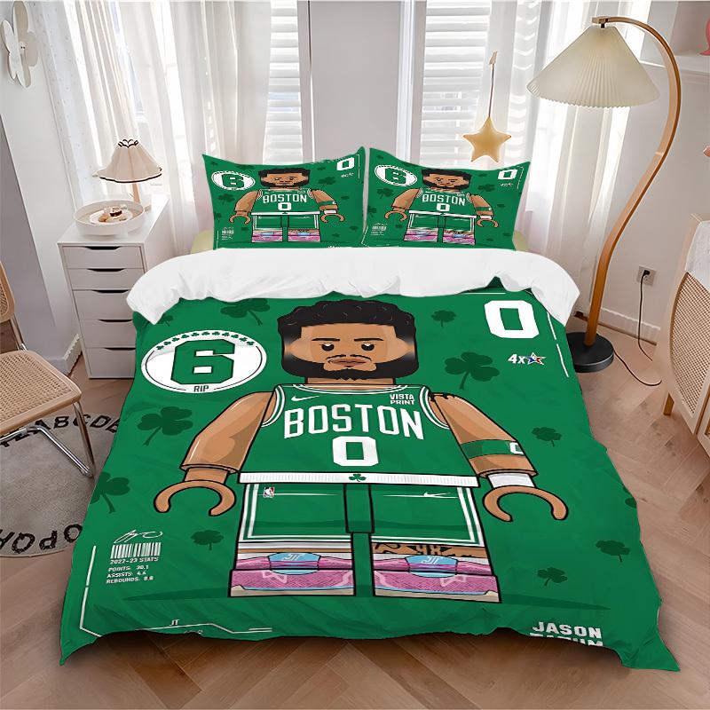 

3pcs bedding set Boston Celtics Basketball Player Includes 1 Comforter + 2 Pillowcases, Without Pillow Inserts, Soft Comfortable, Lightweigh 135x200cm