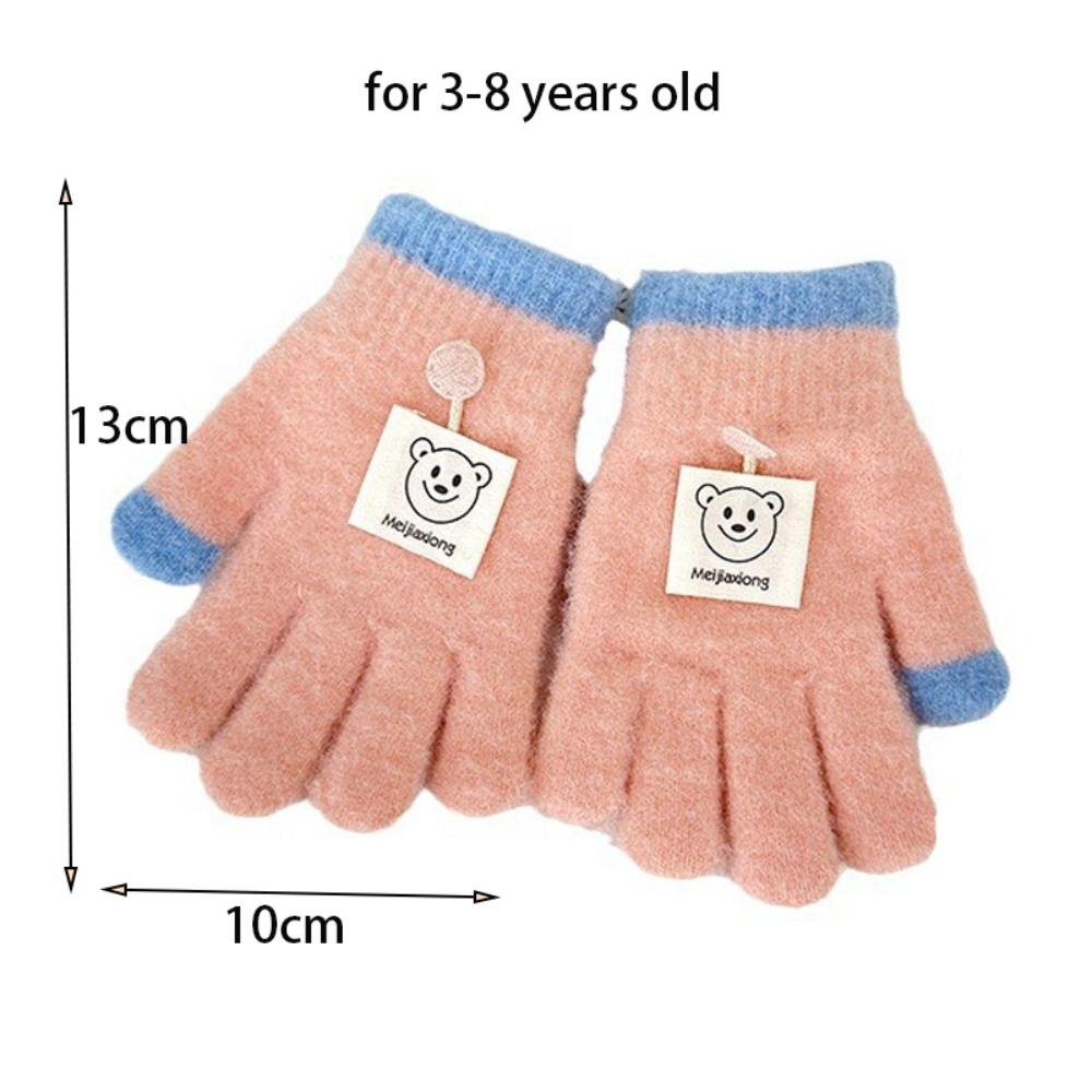 3-8 Years Old Thicken Velvet Children Knitted Gloves Elastic Winter Warm Gloves