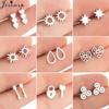 Ethnic Sun Totem Stud Earrings Personality Stainless Steel Heart Key Lock Arrow Earings for Women Geometric Jewelry Oorbellen