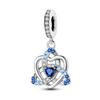 100% Real Copper Blue Series Eyes Peace Cross Charms Bead Fit Original Bracelet Plata Charms For Women