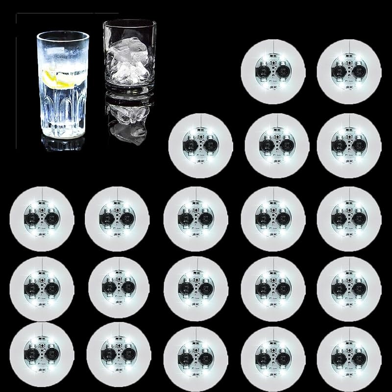 

20Pcs LED Coaster Round Flash Cup Mat Sticker Lights for Wine Liquor Bottle, Drinks Party, Bar Party (Multicolor) белый