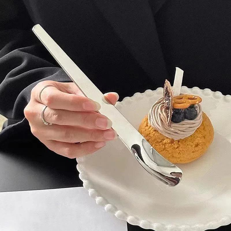 Dessert Spoon Stainless Steel Long Handle Premium Will Carry Mixed Mixing Coffee Cake Ice Cream Cheese Spoon Kitchen Utensils