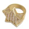 Hip Hop Zircon Ring Star Cuban Link Fashion Jewelry Men Women