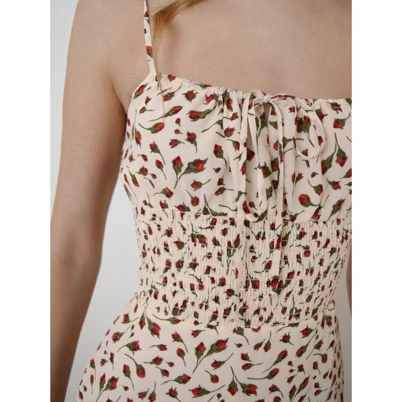 

Супер Фея Принт Инс Шифоновое С высокой талией Прохладное платье-комбинация Rose Bud Print-Waist Slip Skirt M.