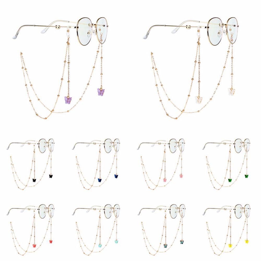 Non-slip Bead Eyewear Anti-lost Butterfly Metal Glasses Chains Neck Strap Mask Hanging Rope