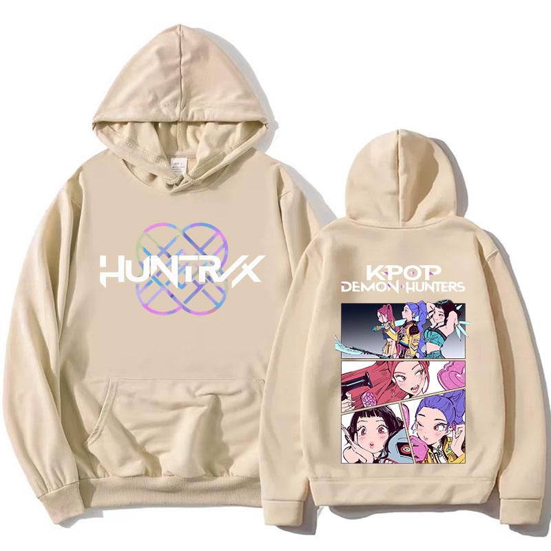 KPop Demon Hunters Hoodies Long Sleeve Fashion Hooded Sweatshirts Funny Cartoon Graphic Printing Pullovers Casual Women Clothing