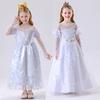 White Queen Costume For Children With Polyester Fabric For Theatrical Performances