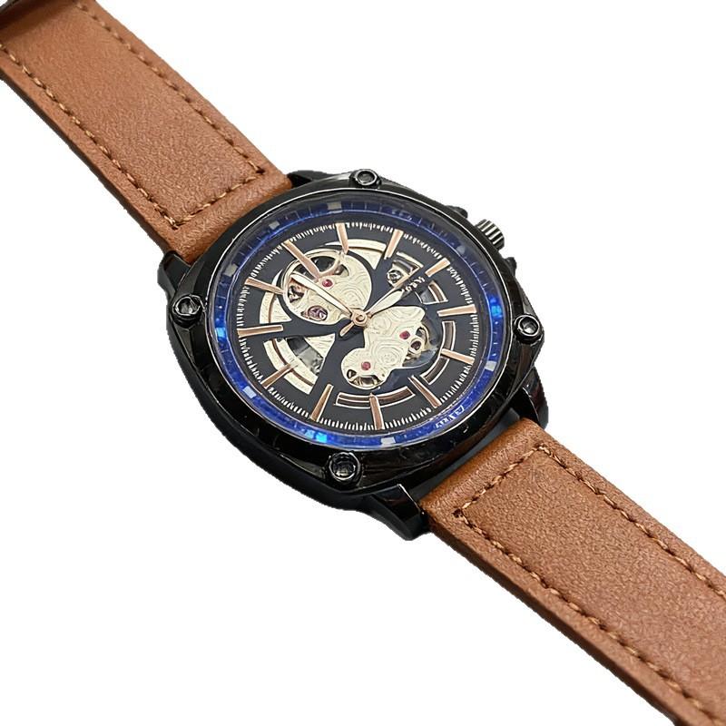 Men'S Watch Casual Belt Quartz Watch Men'S Hollow Literal Personality Temperament Fashion Watch