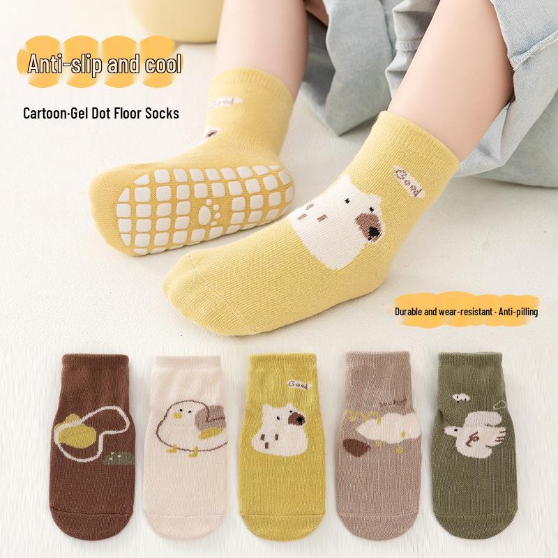 Baby Non-Slip Cartoon Socks - Mid-Calf, Combed Cotton, Indoor Trampoline, Spring & Autumn
