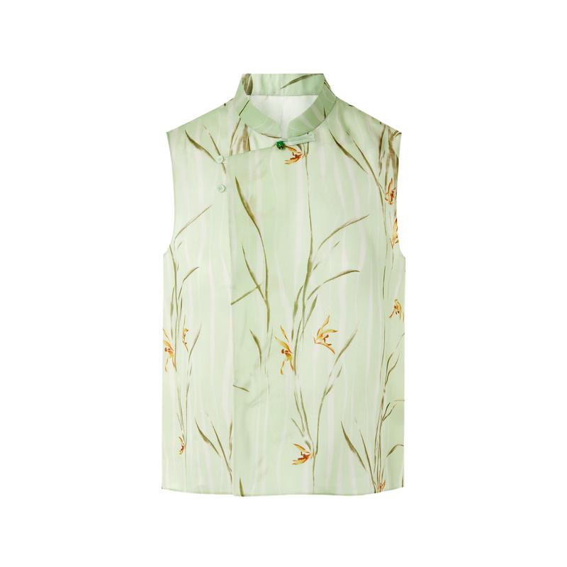 Lancy Silk New Chinese Stand-Collar Vest S