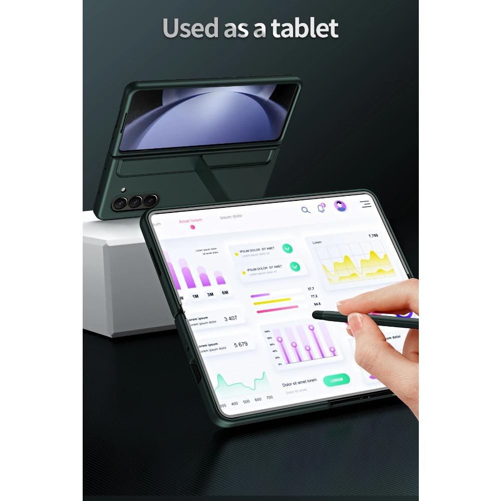 For Samsung Galaxy Z Fold 6 5 4 3 Case Removable Pen Holder Invisible Bracket Kickstand Hard PC Matte Cover with Touch Pen with Stand Holder