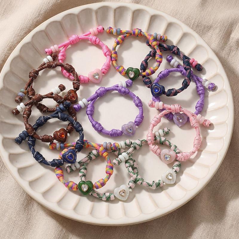 Personalized Heart Dopamine Bracelet Adjustable Drawstring Rope Handmade Contrast Color Hand Rope Fashion Jewelry Gift For Women