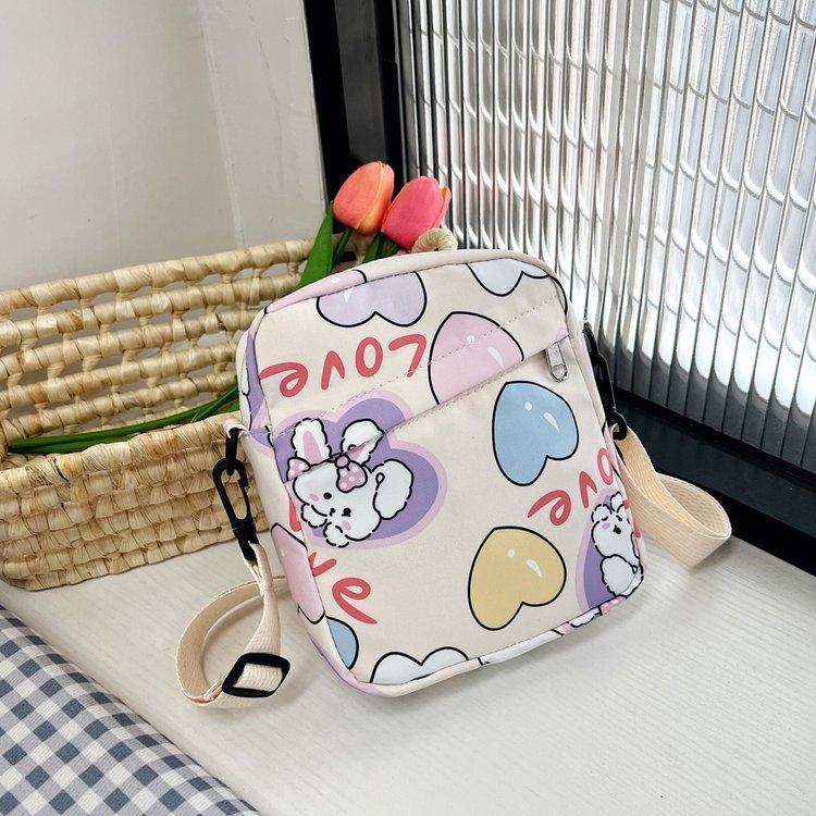 

Новая женская наплечная сумка студенческая маленькая сумка холщовая сумка сумка для мобильного телефона милая мультяшная сумка-мессенджер белый