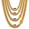 Factory Hip Hop Jewelry Men 8-14mm 18K Gold Plated Stainless Steel Miami Cuban Link Chain Luxury Necklace