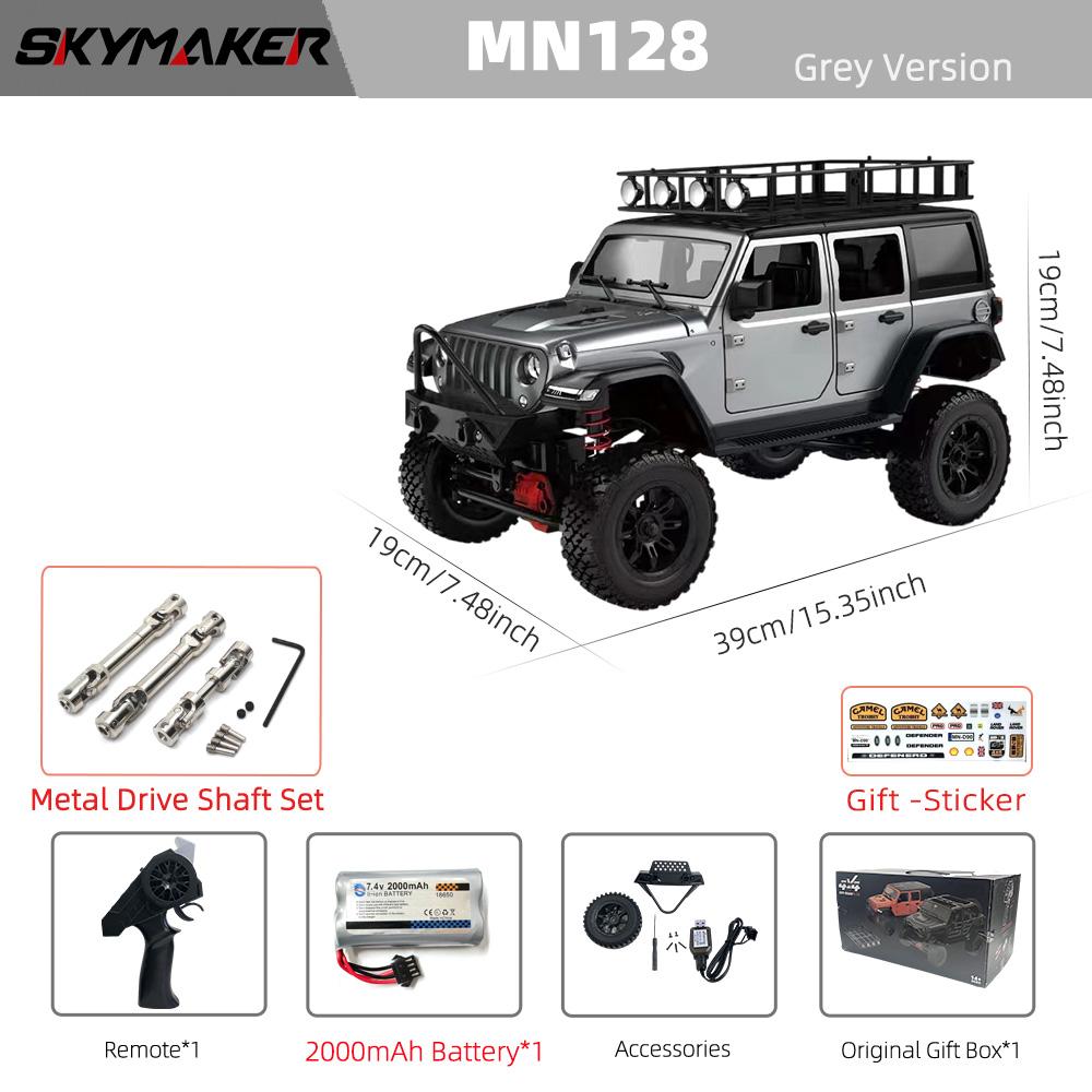 MN128 1/12 RC Car 4WD Jeep Model 2.4G Remote Control LED Light 4X4 Off Road 4WD Climbing RC Truck Electric Toy Car Gift for Boy