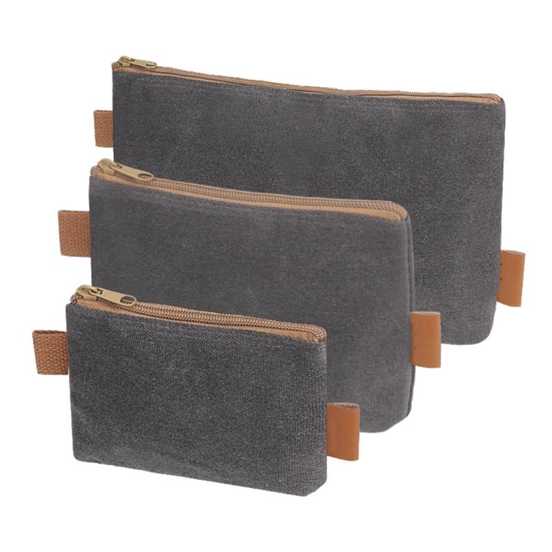 

3 Piece Set of Canvas Tool Bags Offering Robusts Storage and Easy Organization Outdoor Portable Zipper Tool Pouches сірий