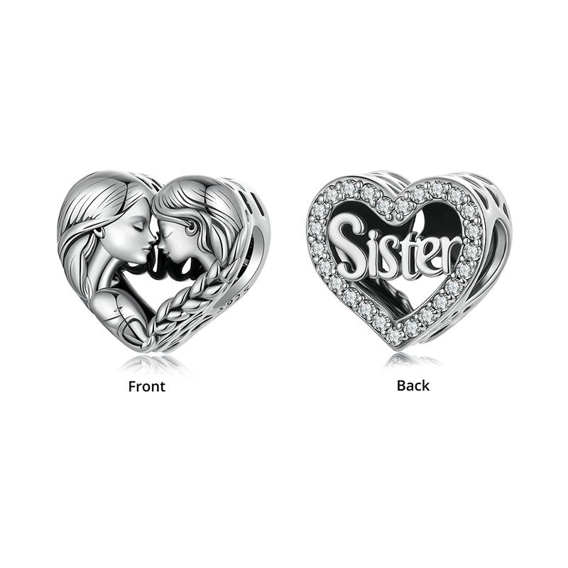 WOSTU 925 Silver Family Jewelry Series Mother & Daughter Charm Sister Beads Angel Guardian Pendant Fit DIY Bracelet NEW
