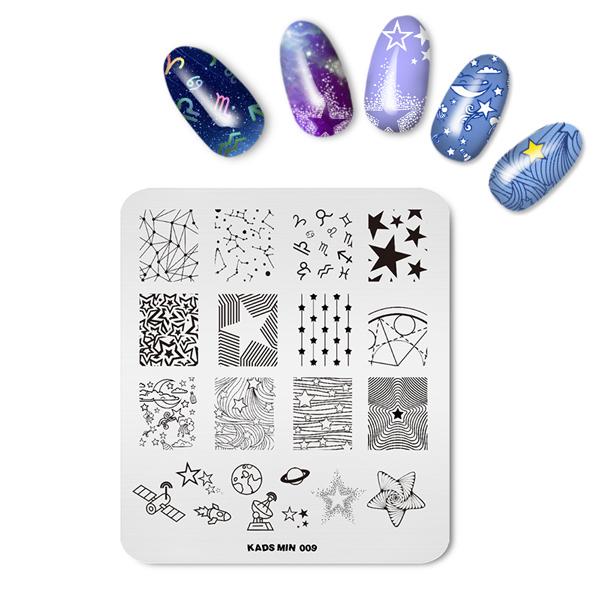 kads MIN 009 Starry Sky Nail Art Stamp Template Star Moon Design Manicure Nail Stamping Plates Nail Art Stamp