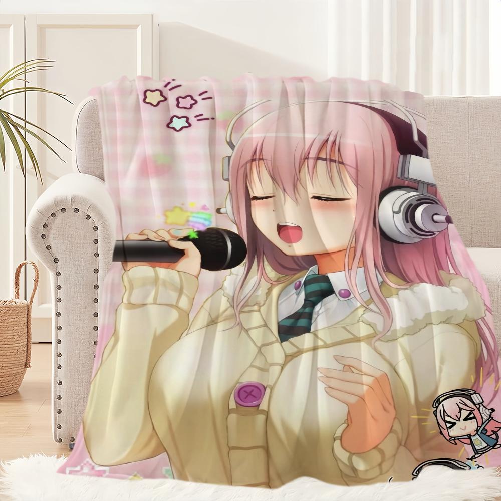 Cute Anime Super S-Sonico Girl Blanket Plush Nap Sofa Rug for Living Room Warm Office Bedroom Birthday Home Travel Kid Gifts