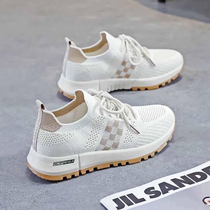 Sneaker Women's Fashionable Coconut Shoes Mesh Breathable Soft Bottom Running Shoes White Shoes