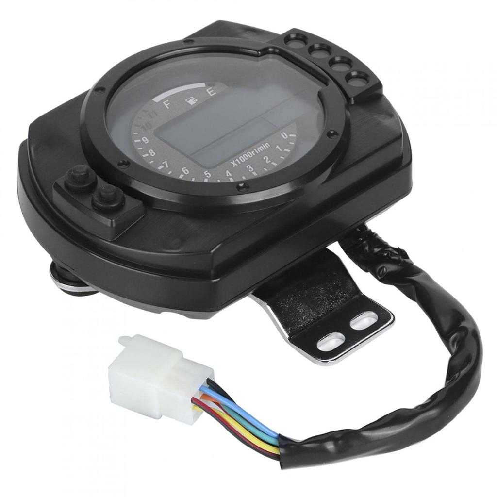 Motorcycle Speedometer, Universal DC Digital Speedometer Odometer Tachometer, 0-11000 R/Min 0-199KM/H7 Color Light Bike Speedometer