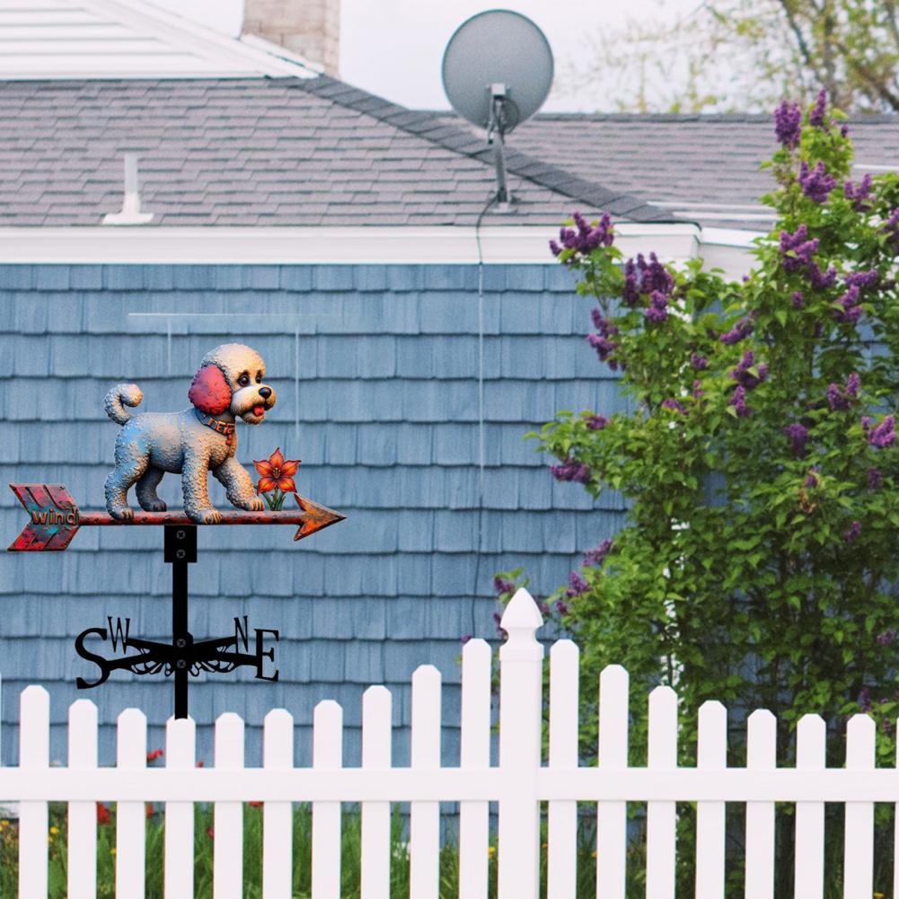 Metal Weather Vane Indicator Rustic Style Dog Wind Vane Rooftop Decoration for Shed Garden Yard Decor