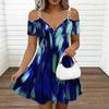 Women Adjustable Strap Plus Size Dress Ink Floral Printed Loose Summer Sundress