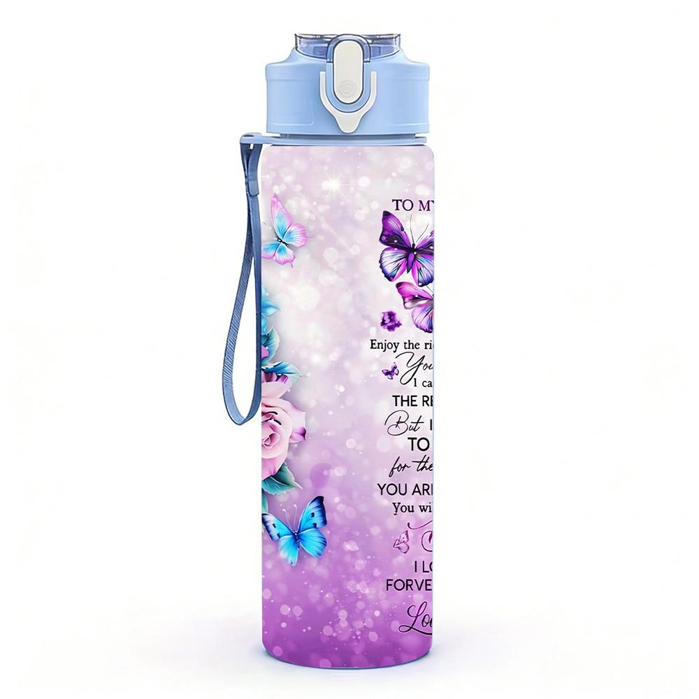 1PC Purple Galaxy Fantasy Background Print 750ml Color Plastic Sports Water Bottle Leakproof Flip Straw Lid Suitable for Sports Office Home Use
