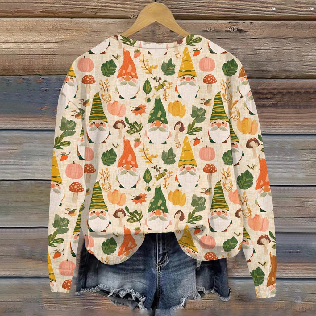Women's Casual Christmas Print Long Sleeve Neck Sweatshirt
