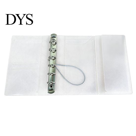 Portable Trifold Binder A6 A7 M5 Binder, 5/6-Rings Transparent Refillable Loose Leaf Budget Folder, Planner Notebook Cover for School, Office, Meeting