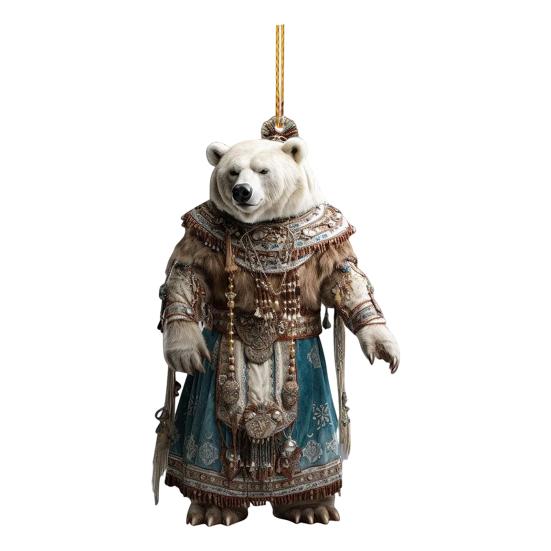 Polar Bear Christmas Ornament Cute Bear Xmas Tree Ornament 2D Acrylic Hanging Pendant for Car Interior Home Decor