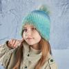 Multicolor Kids Knitted Hat Hairball Beanie Cap Cute Knitted Bucket Hat  Autumn