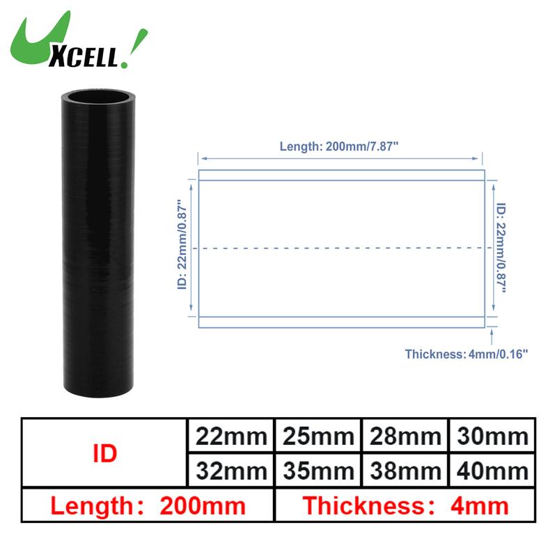 UXCELL 1 Pcs 22/25/28/30/32/35/38/40 mm ID 200mm Length 4mm Thickness 0 Degree Black Car Silicone Hose Coolant Hose Universal